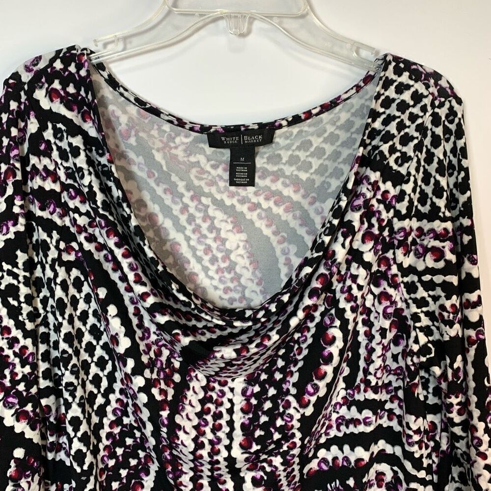 White House Black Market Women's Paisley Cowl Neck Tunic Top Multicolor Medium - Picture 3 of 7